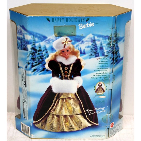 VTG 1996 Mattel Happy Holidays Barbie Doll Special Edition Fur Velvet Gown - Picture 3 of 9
